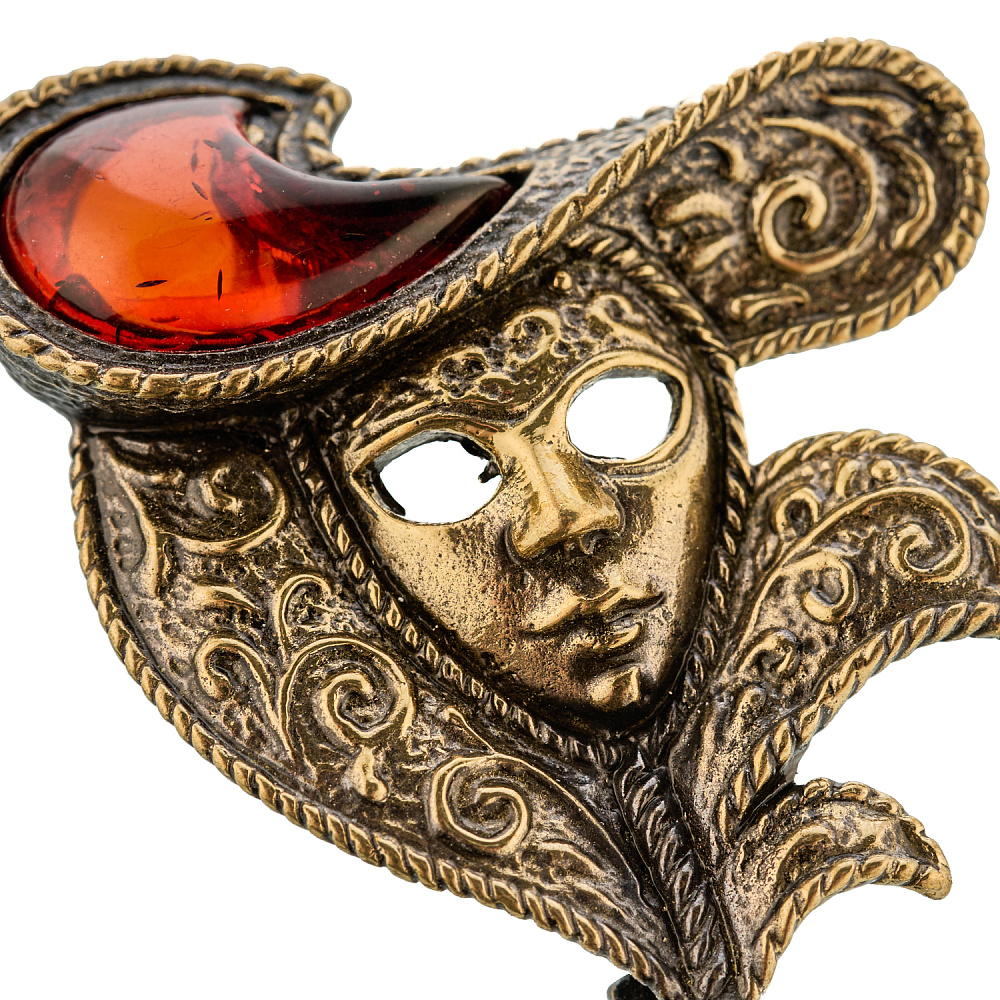 Брошь с янтарем «Венецианская маска» - интернет магазин Русь Велика я фото 2