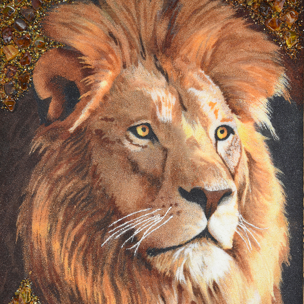 Картина янтарная «Лев» 60х40 см - интернет магазин Русь Велика я фото 1