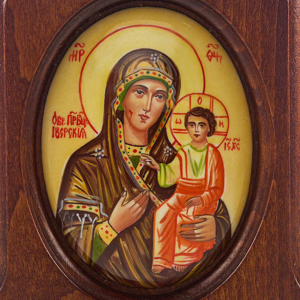 Икона «Божья Матерь Иверская». Ростовская финифть 10,5х13,5 см - интернет магазин Русь Велика я фото 2