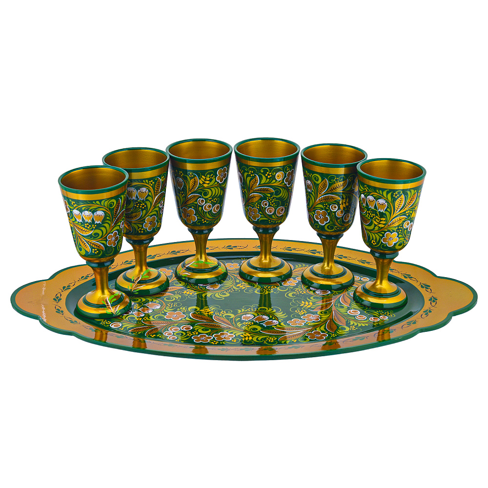 Питейный набор для шампанского «Встреча». Хохлома - интернет магазин Русь Велика я фото 1