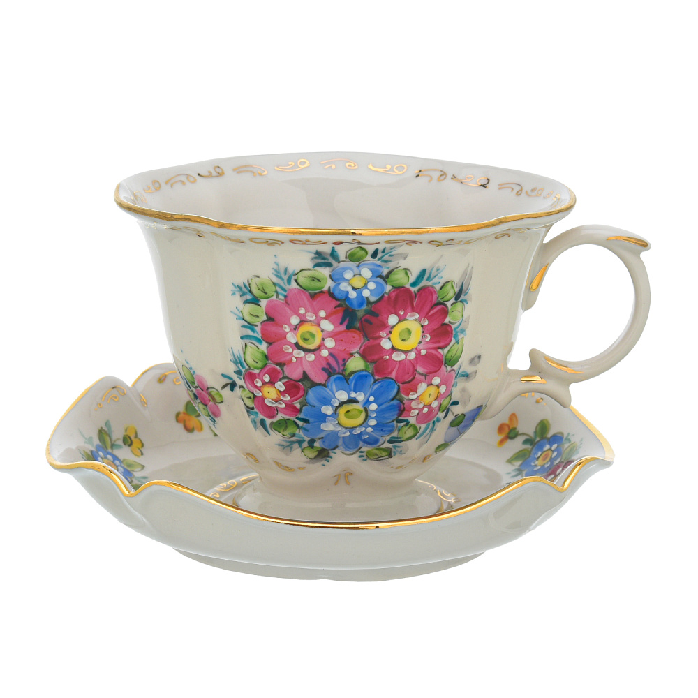 Чайная пара «Будничная». Гжель в цвете - интернет магазин Русь Велика я фото 1