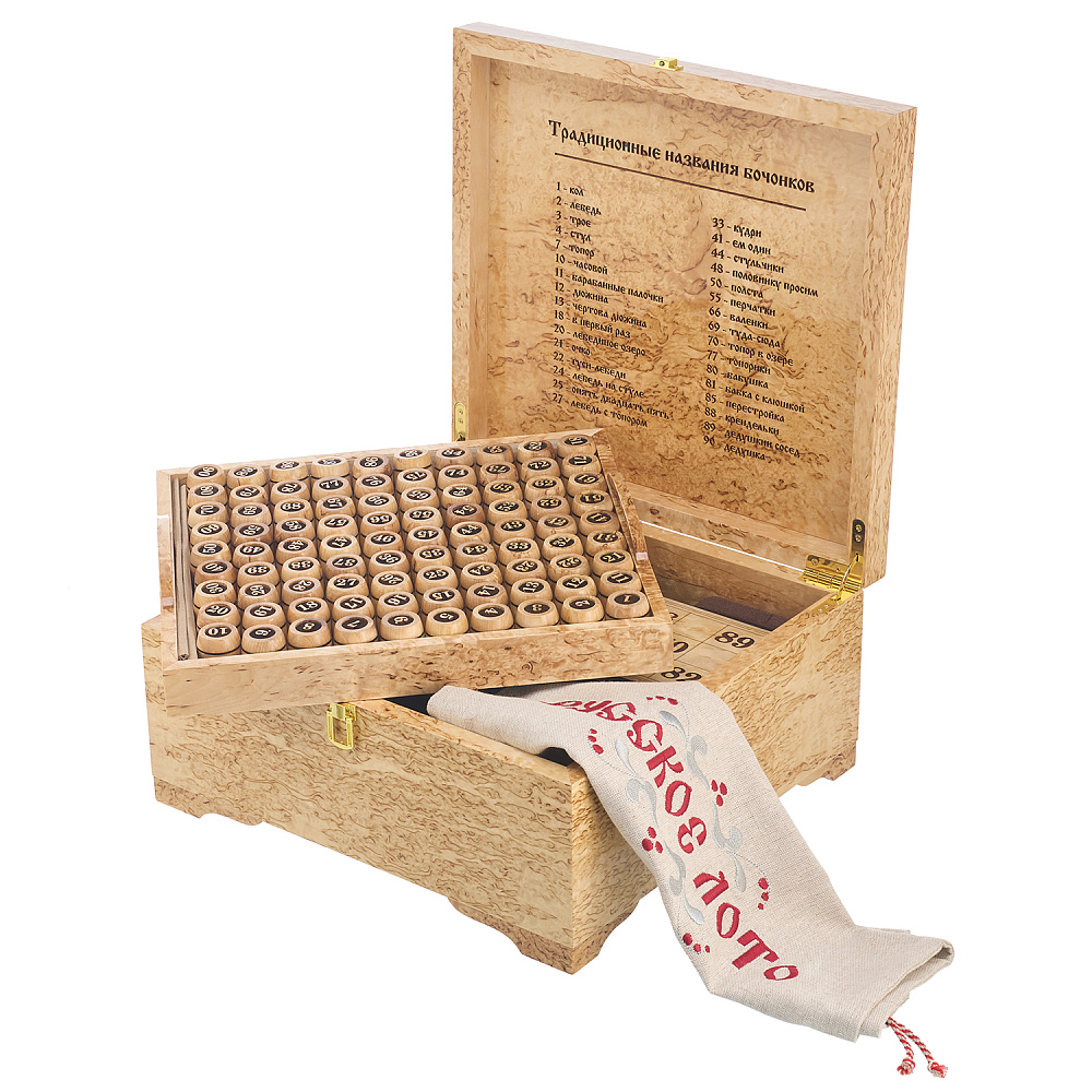Русское лото в ларце из карельской березы - интернет магазин Русь Велика я 