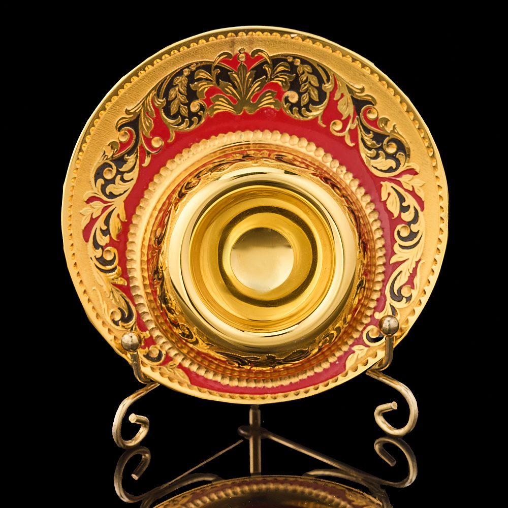 Подставка под яйцо с позолотой и эмалью. Златоуст - интернет магазин Русь Велика я фото 1