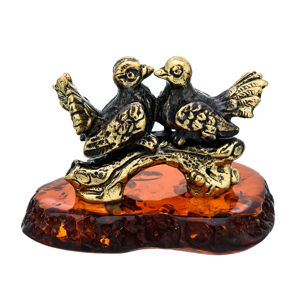 Статуэтка с янтарем «Голубки» - интернет магазин Русь Велика я 