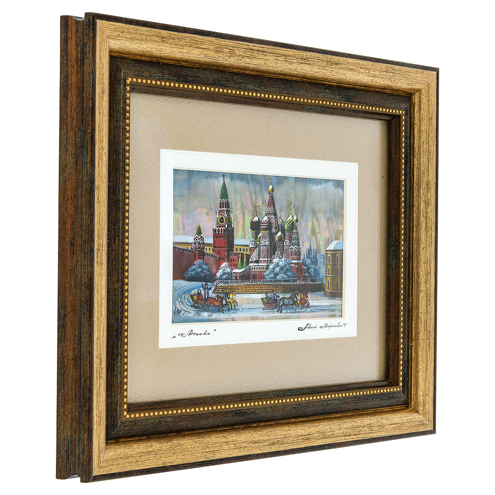 Картина перламутровая «Зима. Храм Василия Блаженного» 28х22 см - интернет магазин Русь Велика я фото 2