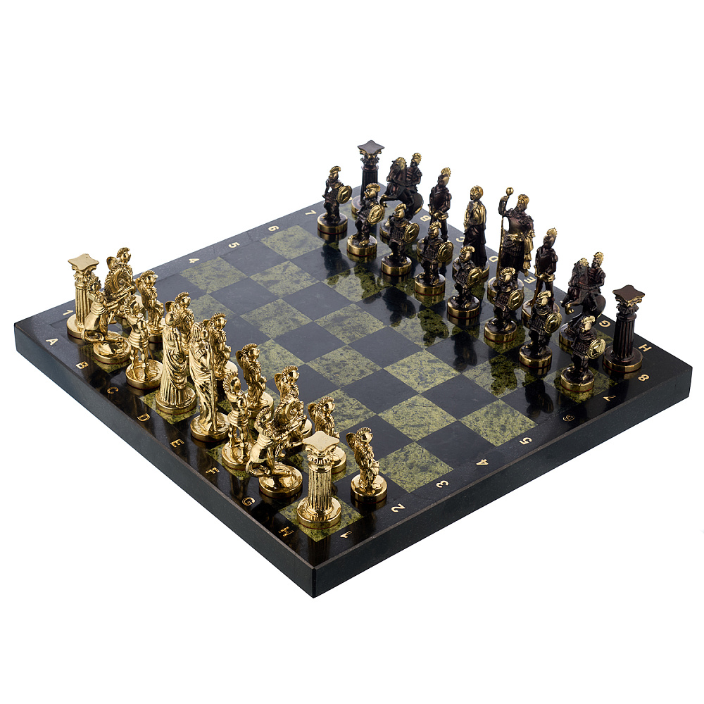 Шахматы из камня и бронзы «Римские» 40х40 см - интернет магазин Русь Велика я 