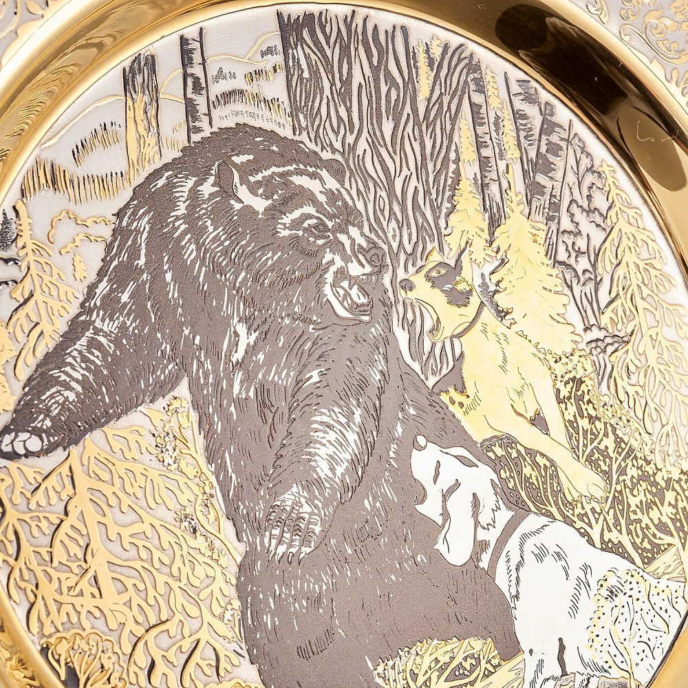 Тарелка «Охота на бурого медведя» Златоуст - интернет магазин Русь Велика я фото 1