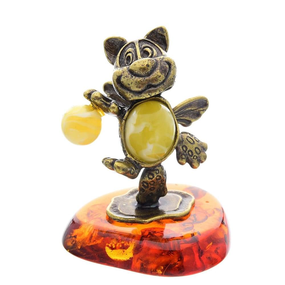 Статуэтка с янтарем «Барсик баскетболист» - интернет магазин Русь Велика я 