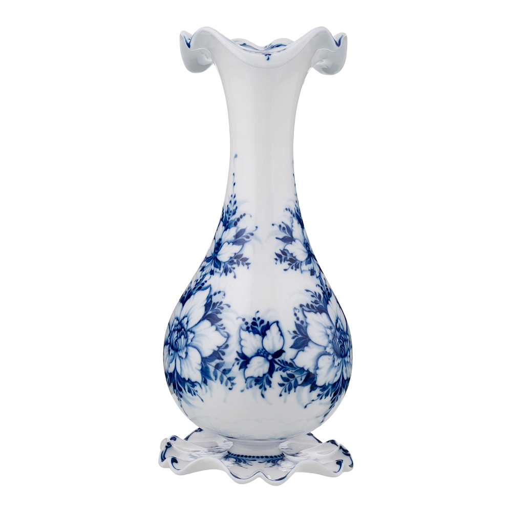 Ваза настольная с росписью «Астра». Гжель - интернет магазин Русь Велика я фото 1