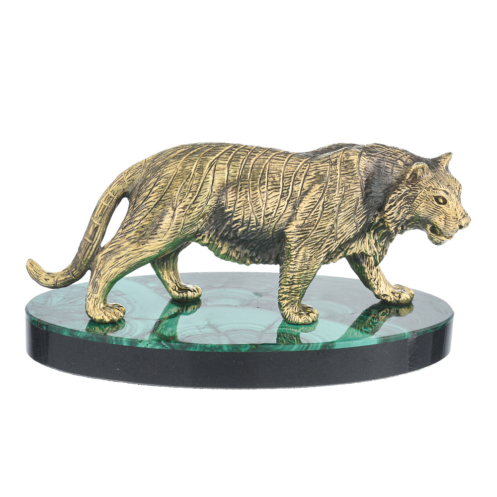 Бронзовая скульптура на малахитовой подставке «Тигр» - интернет магазин Русь Велика я 