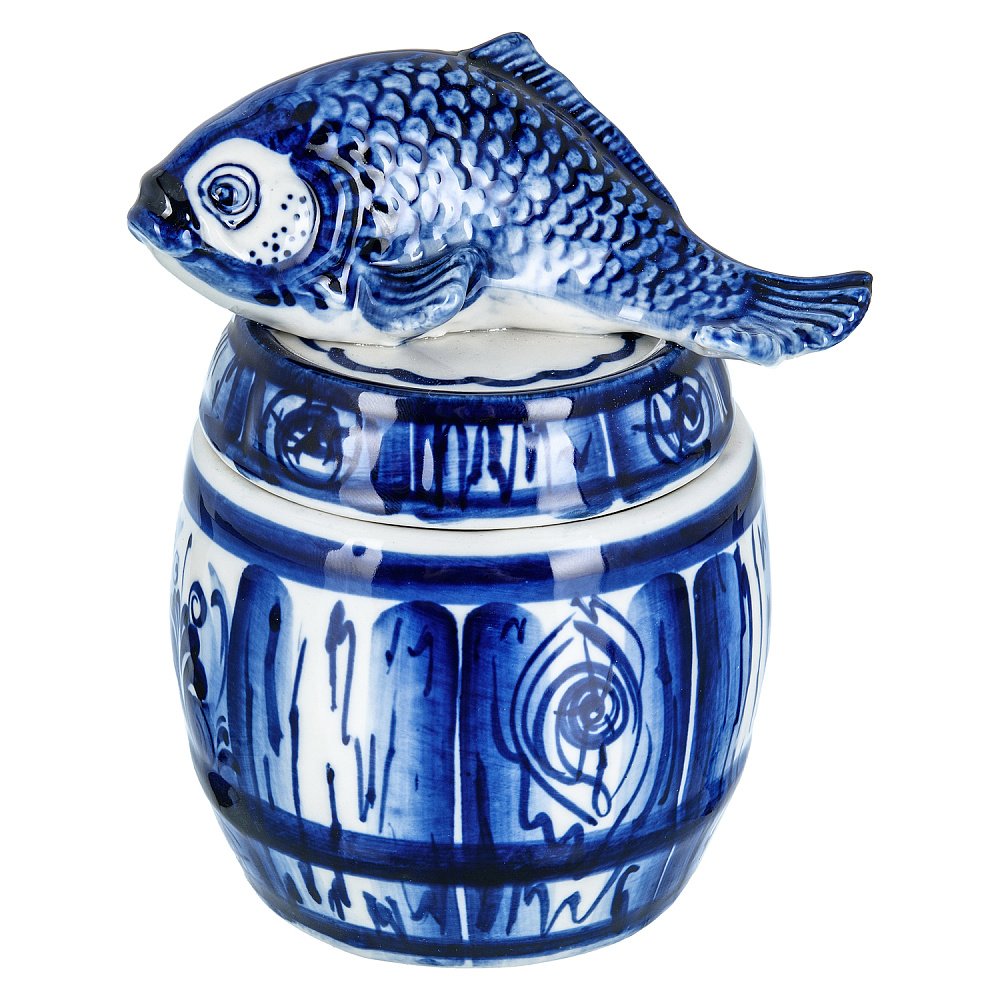 Икорница «Рыбка». Гжель - интернет магазин Русь Велика я 