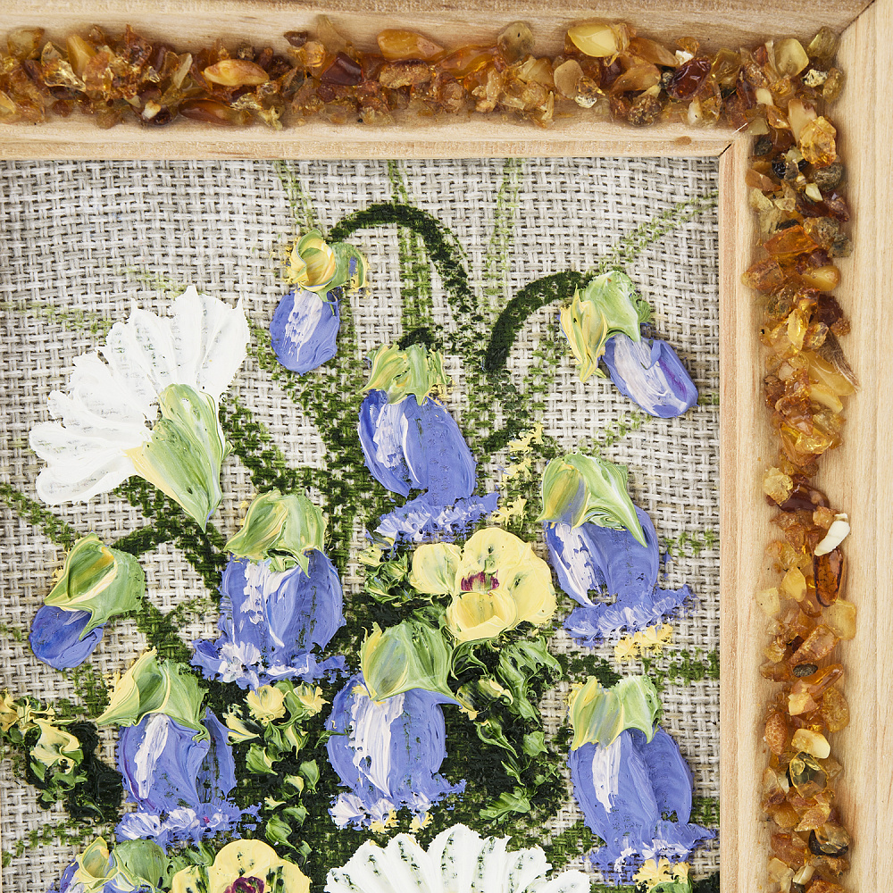 Панно в янтарной раме «Букет цветов» 12,5х16,5 см - интернет магазин Русь Велика я фото 2