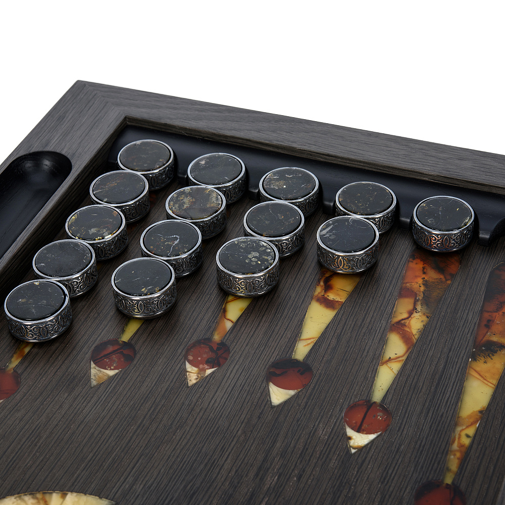 Деревянные нарды с янтарной инкрустацией «Дракон» 60х30 см - интернет магазин Русь Велика я фото 7