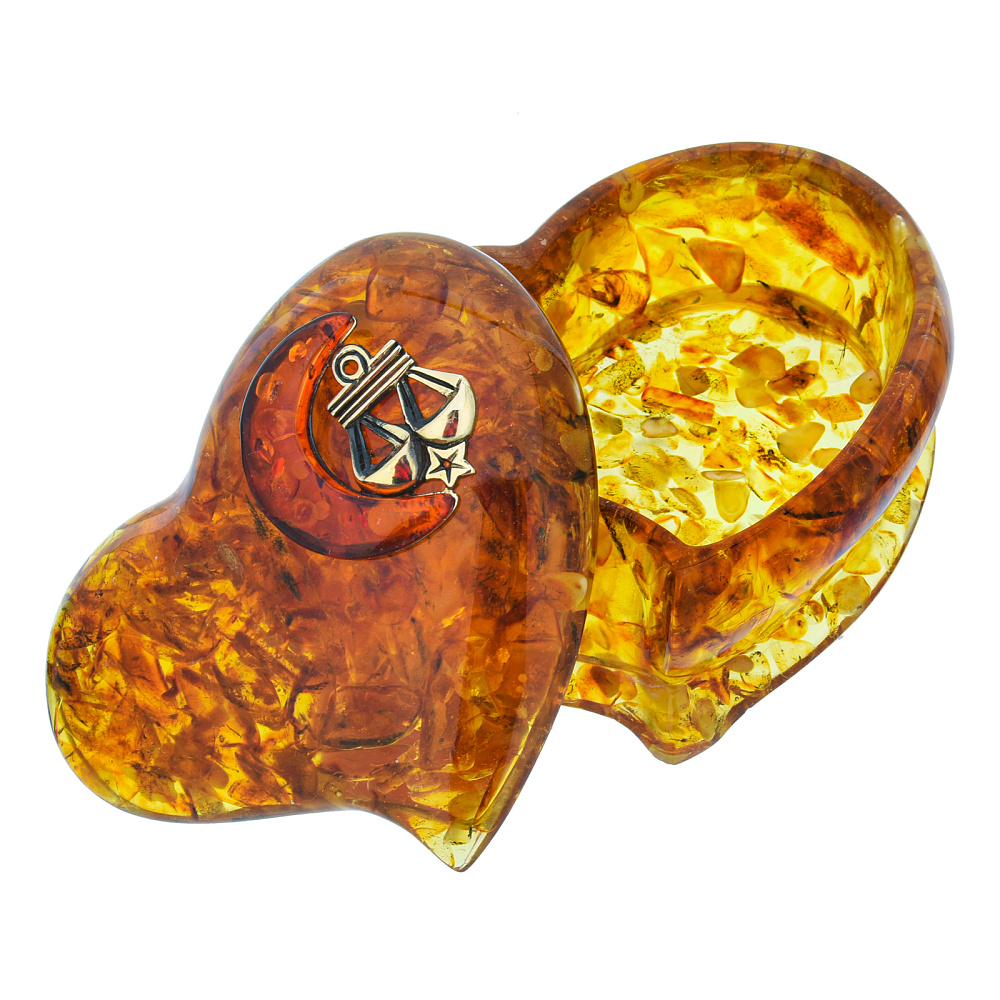 Шкатулка из янтаря «Сердце. Знак зодиака Весы» - интернет магазин Русь Велика я фото 1