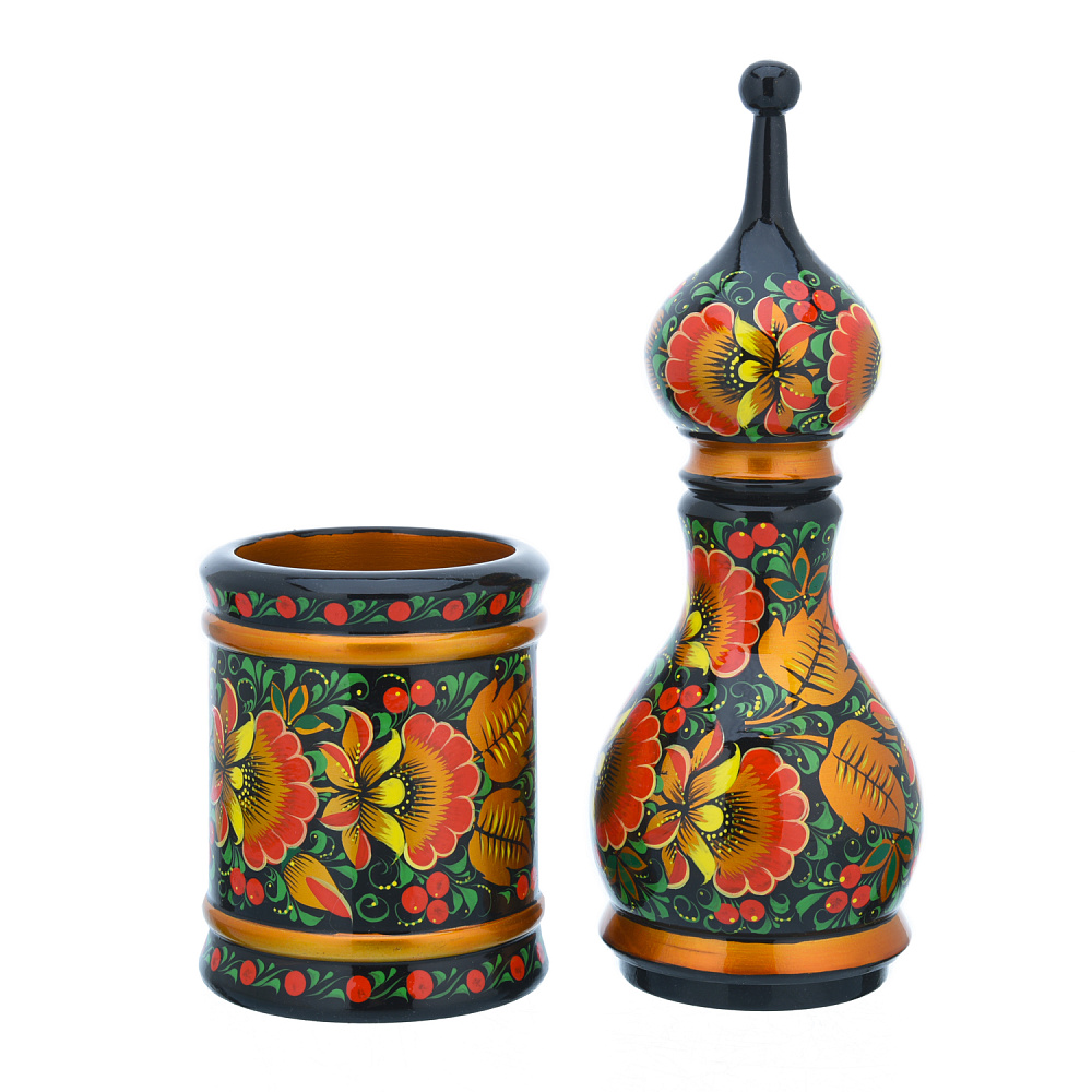 Питейный водочный набор на 6 персон «Цветы». Хохлома - интернет магазин Русь Велика я фото 6