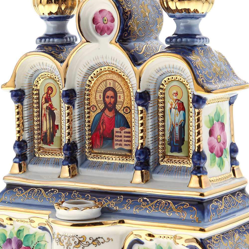 Киот настольный «Божья Матерь, Вседержитель, Николай Чудотворец» 19х32 см - интернет магазин Русь Велика я фото 5