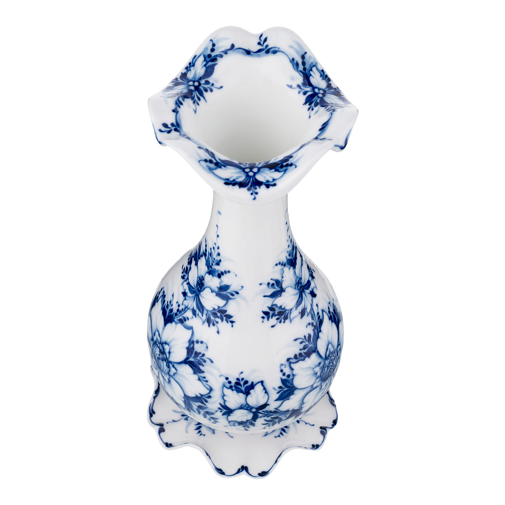 Ваза настольная с росписью «Астра». Гжель - интернет магазин Русь Велика я фото 2