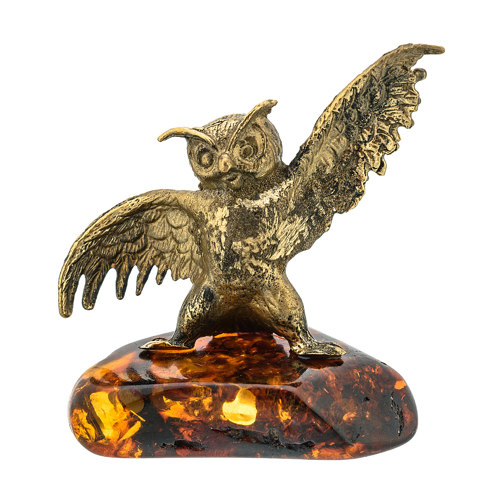 Статуэтка с янтарем «Филин» - интернет магазин Русь Велика я 
