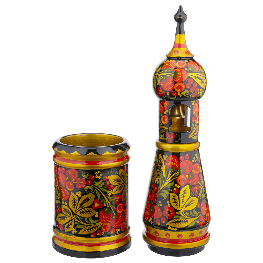 Штоф-футляр для бутылки с росписью «Ягоды». Хохлома - интернет магазин Русь Велика я фото 1