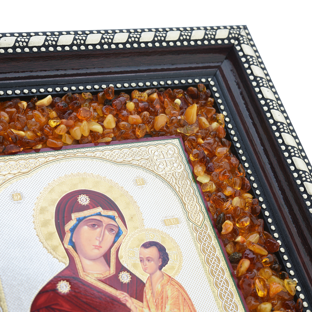 Икона янтарная «Божья Матерь Тихвинская» 22х19 см - интернет магазин Русь Велика я фото 3