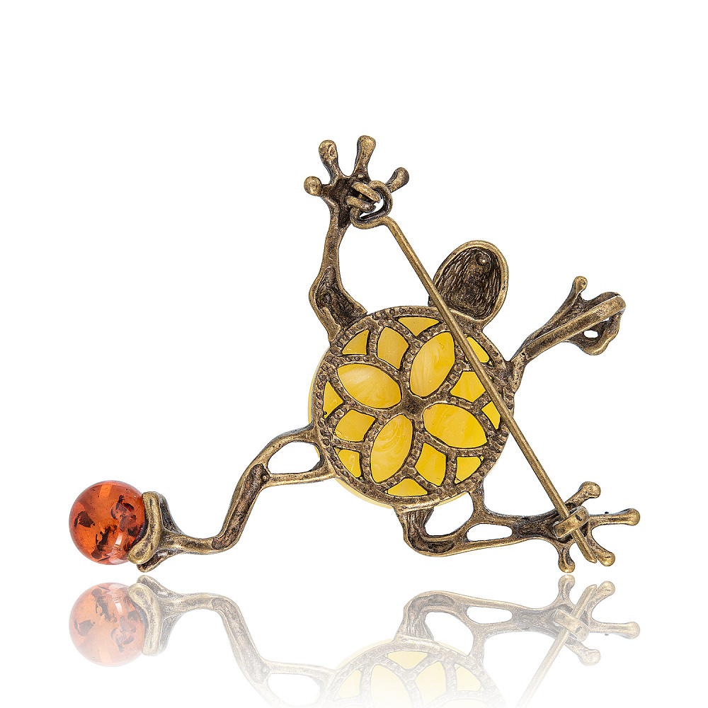 Брошь с янтарной вставкой «Лягушка Пузатик» - интернет магазин Русь Велика я фото 1