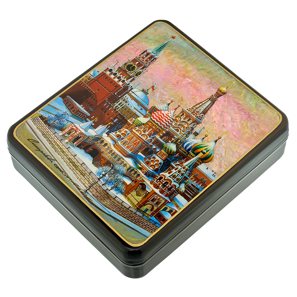 Шкатулка с художественной росписью «Зимняя Москва» - интернет магазин Русь Велика я фото 1