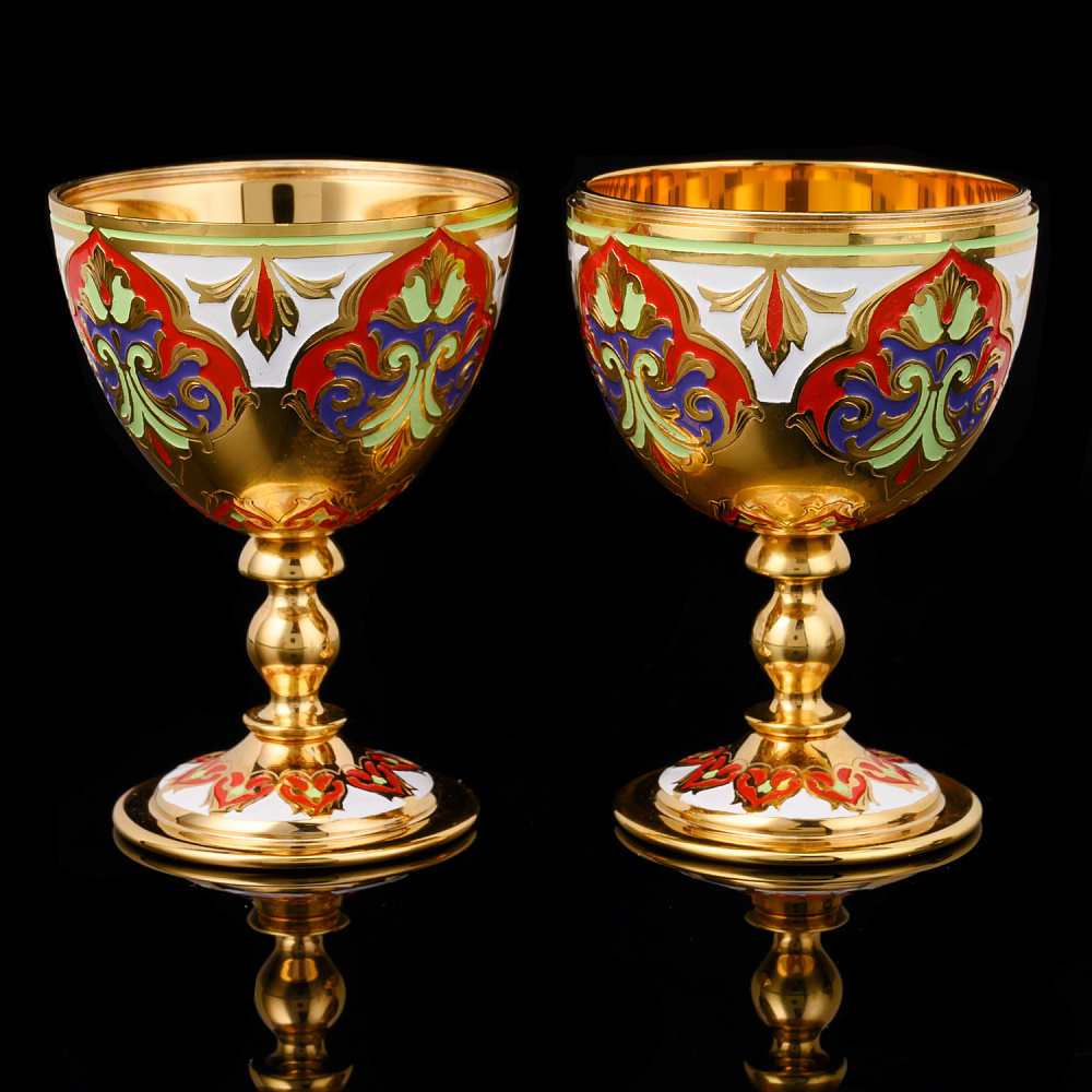 Пасхальное яйцо-рюмка с позолотой и эмалью. Златоуст - интернет магазин Русь Велика я фото 1