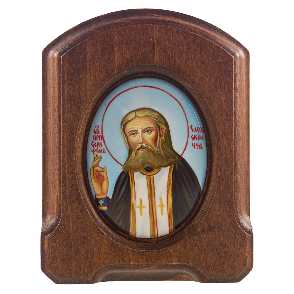 Икона «Серафим Саровский». Ростовская финифть 10,5х13,5 см - интернет магазин Русь Велика я 
