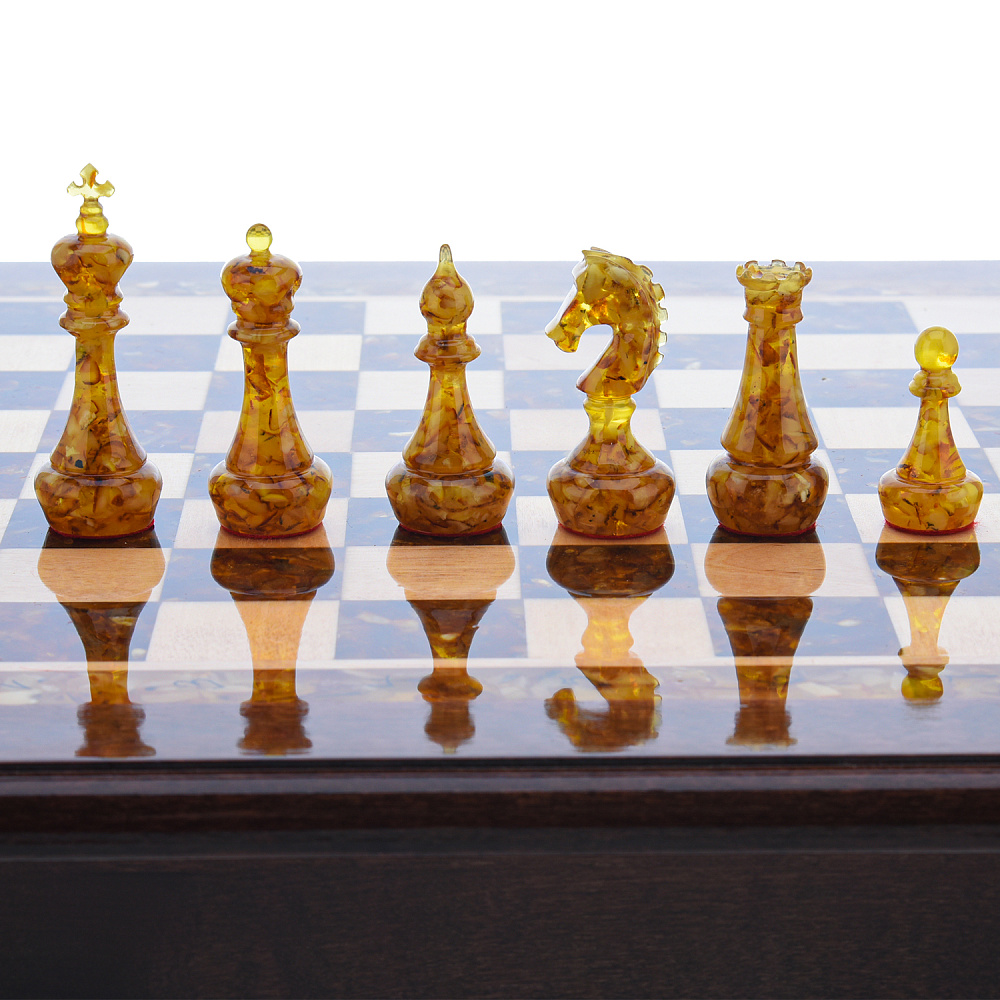 Шахматы с янтарными фигурами 41х41 см - интернет магазин Русь Велика я фото 2