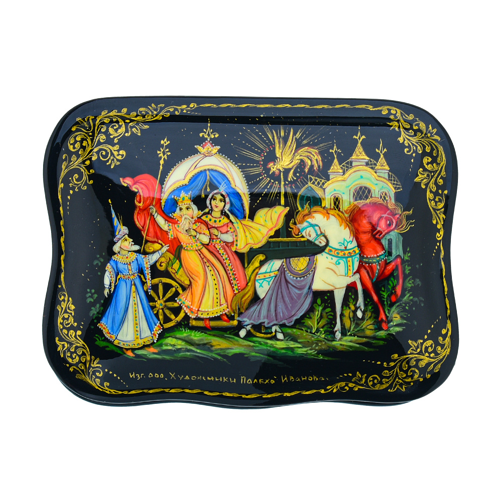 Шкатулка с художественной росписью «Золотой петушок» - интернет магазин Русь Велика я 