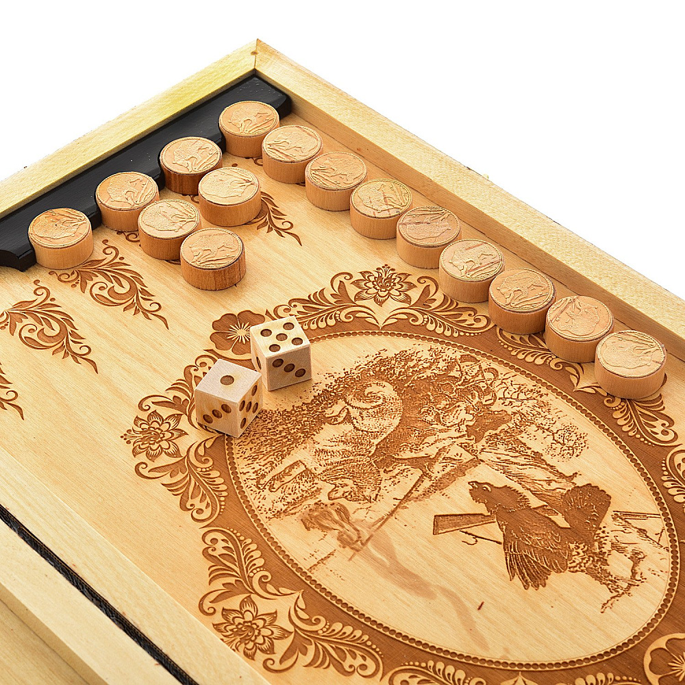 Деревянные нарды из бересты «Охота» - интернет магазин Русь Велика я фото 1