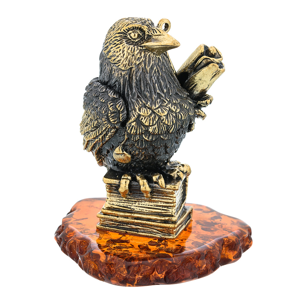 Статуэтка с янтарем «Ворон со свитком» - интернет магазин Русь Велика я 