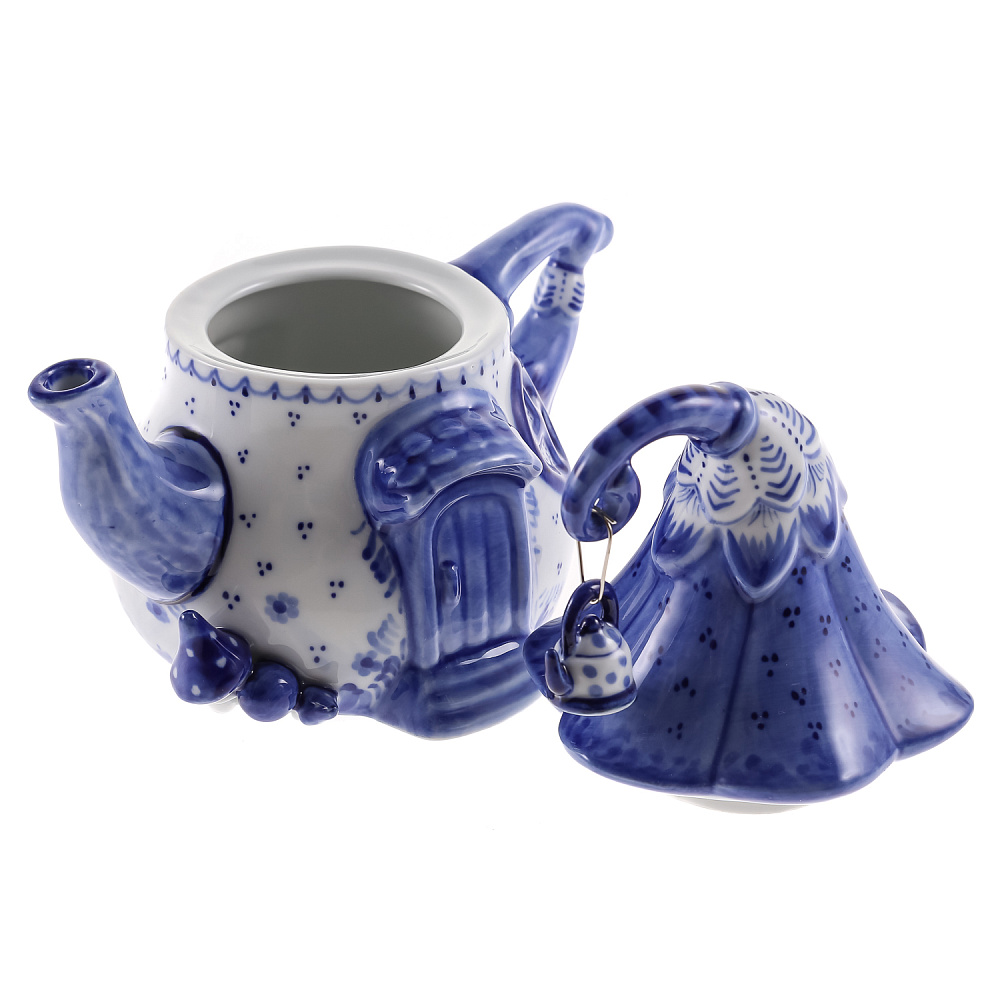 Чайник «Теремок». Гжель - интернет магазин Русь Велика я фото 5