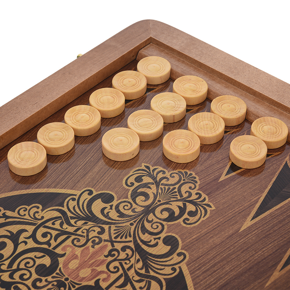 Деревянные нарды с кожаной вставкой «Кроко» 60х30 см - интернет магазин Русь Велика я фото 4