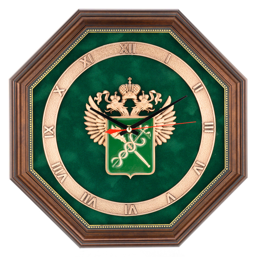 Часы настенные «Эмблема таможни». Гальванопластика 34х34 см - интернет магазин Русь Велика я 