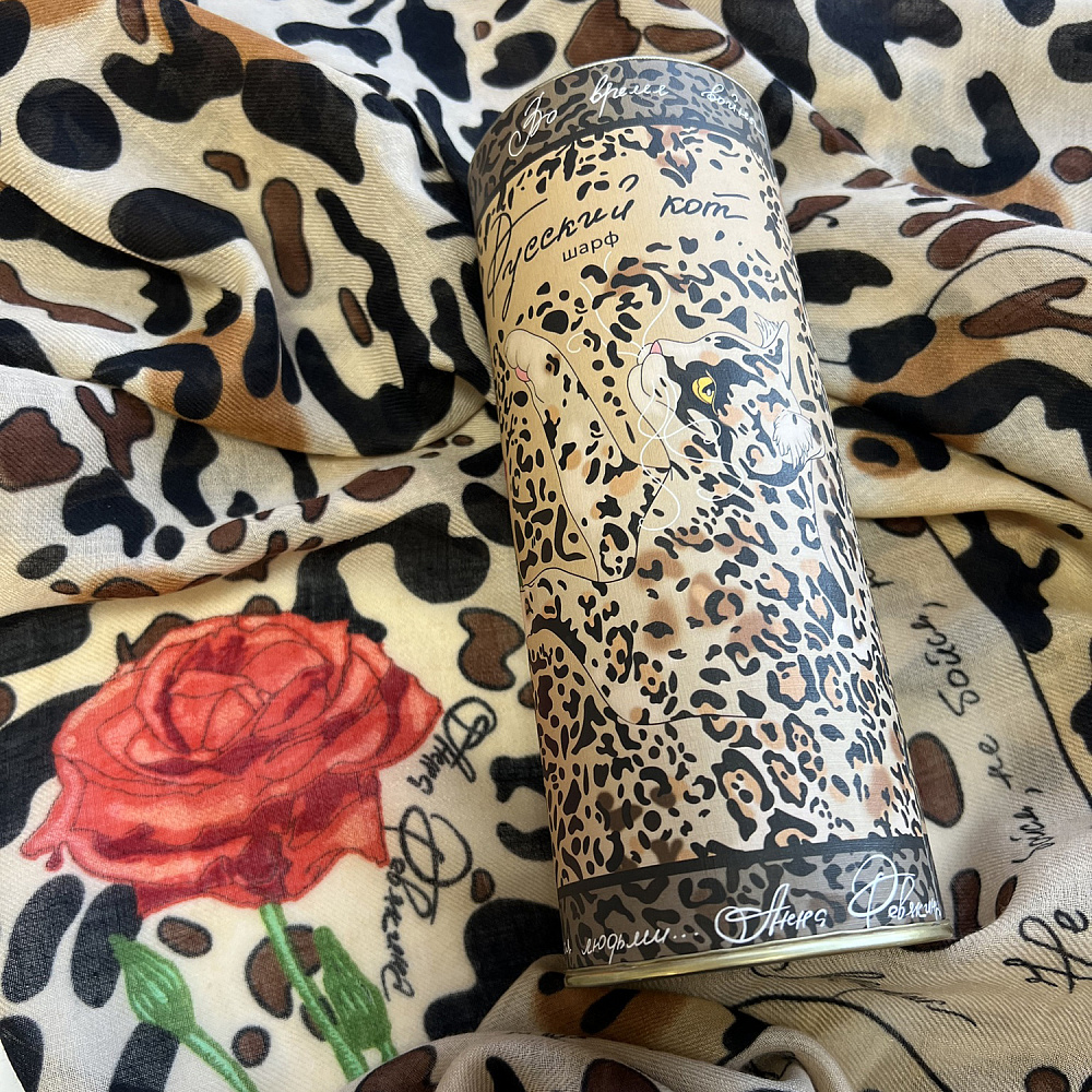 Шарф шерстяной «Русский кот» 80х180 см - интернет магазин Русь Велика я фото 1