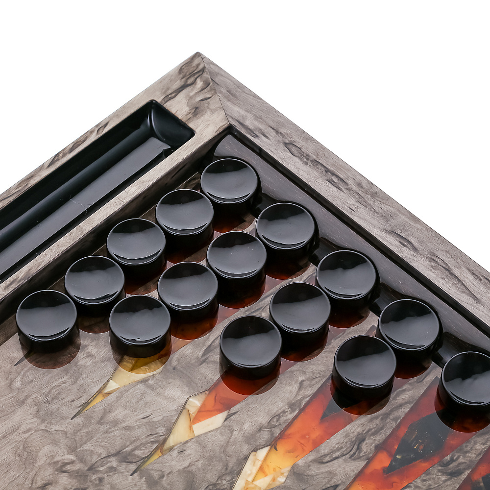 Нарды из карельской березы с инкрустацией из янтаря «Сокол» 60х32,5 см - интернет магазин Русь Велика я фото 7