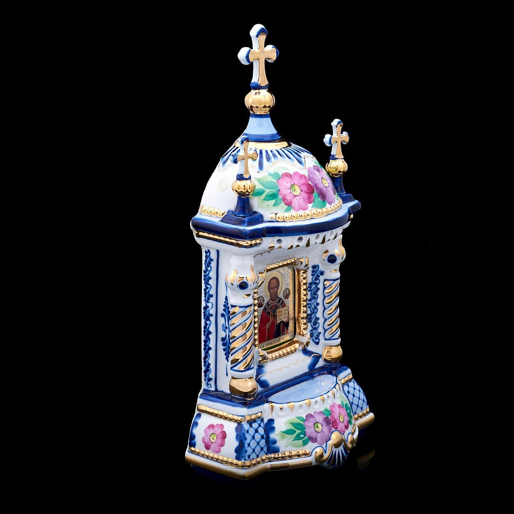 Киот настольный «Николай Чудотворец» Гжель - интернет магазин Русь Велика я фото 2