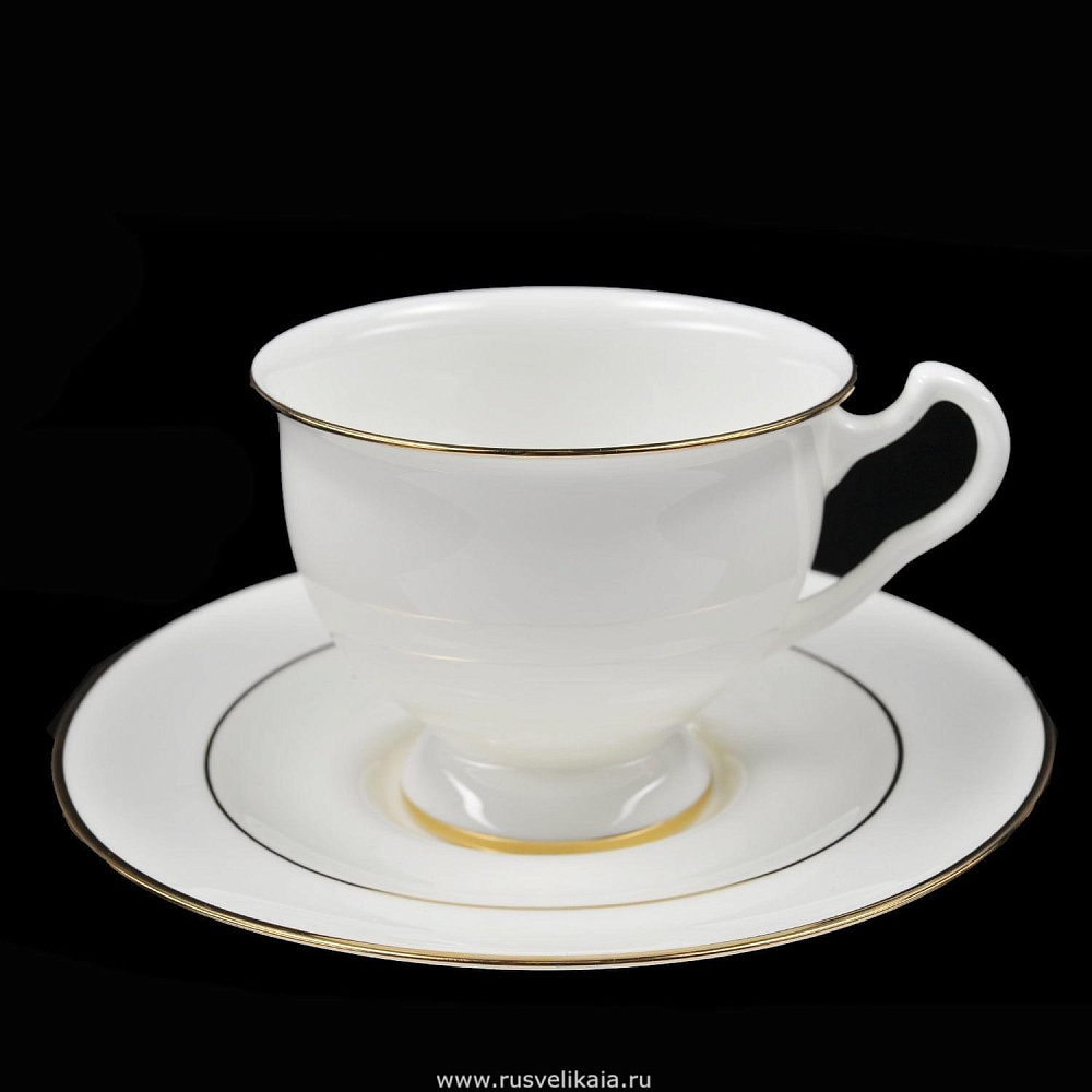 Чайная пара «Золотая лента» (форма «Айседора») ЛФЗ - интернет магазин Русь Велика я 