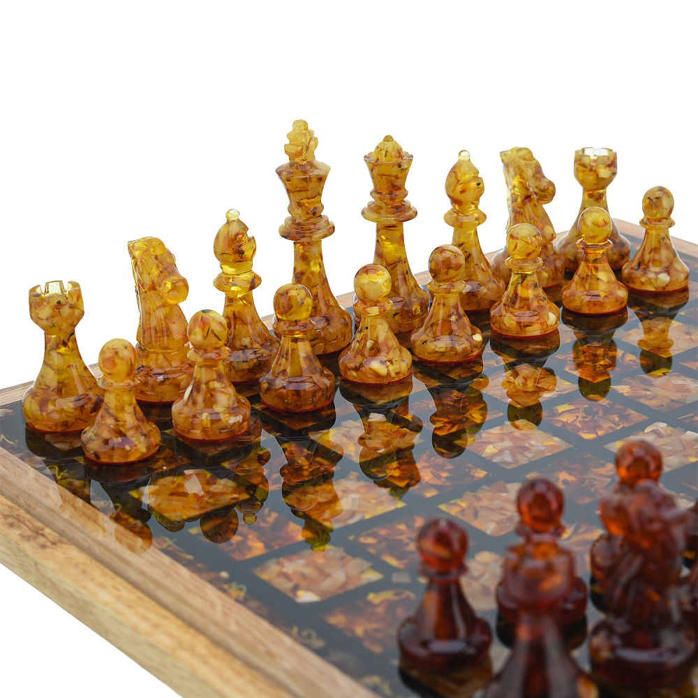 Шахматы с янтарными фигурами 28х28 см - интернет магазин Русь Велика я фото 5