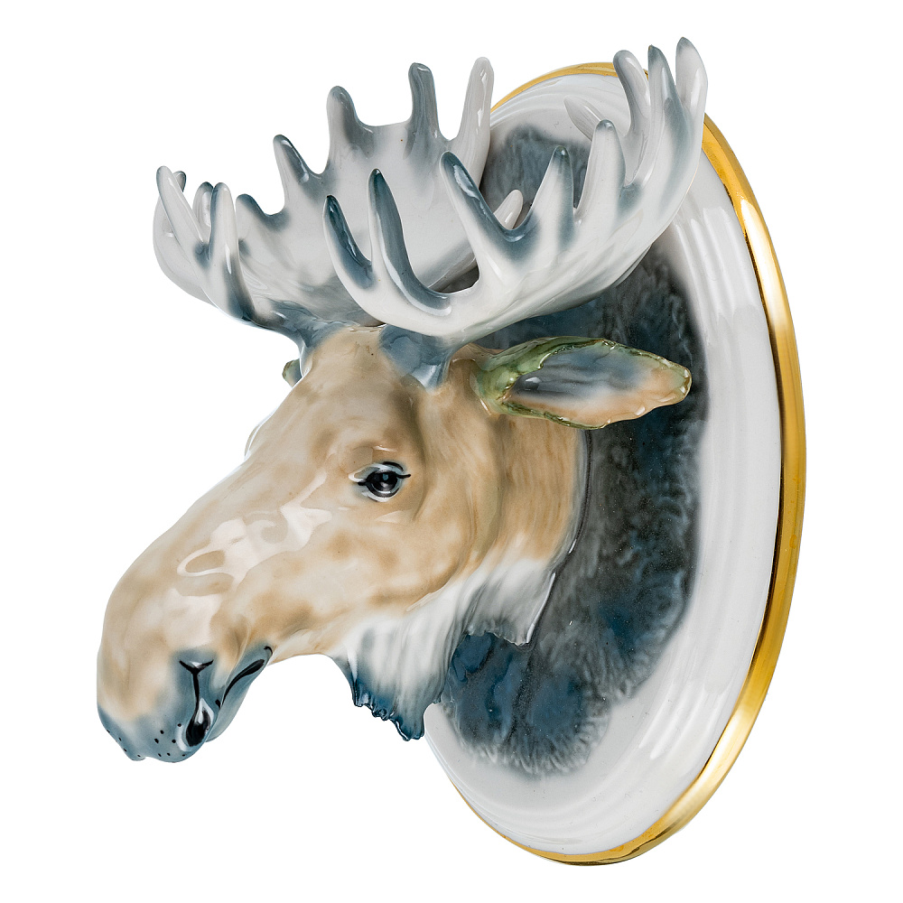 Панно фарфоровое «Лось». Серия «Трофеи» 13х18 см - интернет магазин Русь Велика я 