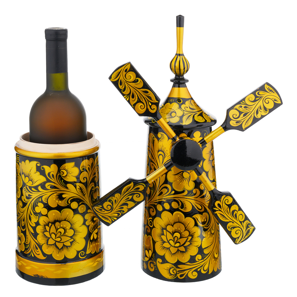 Питейный набор на 6 персон с росписью «Мельница». Хохлома - интернет магазин Русь Велика я фото 6