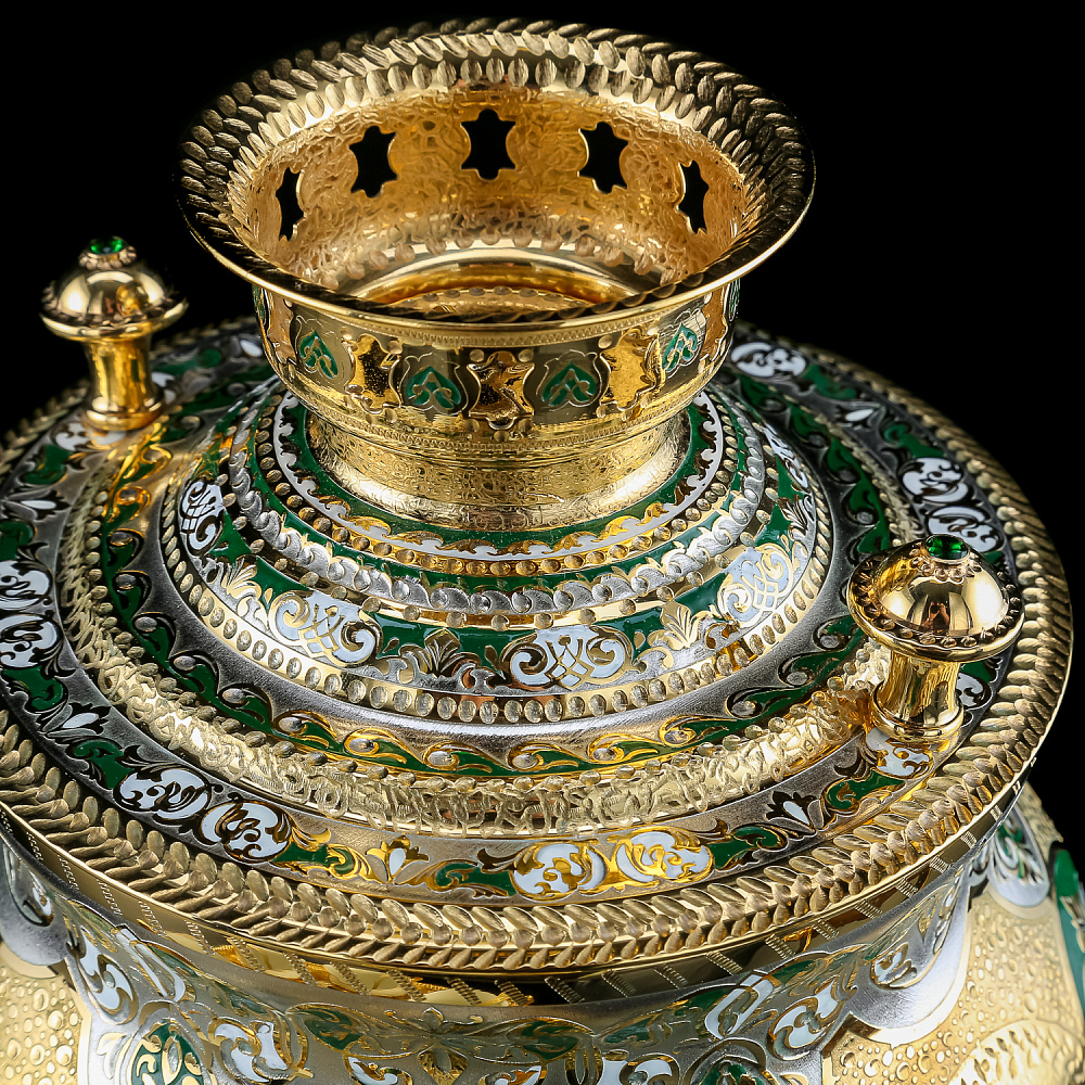 Самовар электрический 3 л с позолотой «Малахит». Златоуст - интернет магазин Русь Велика я фото 4