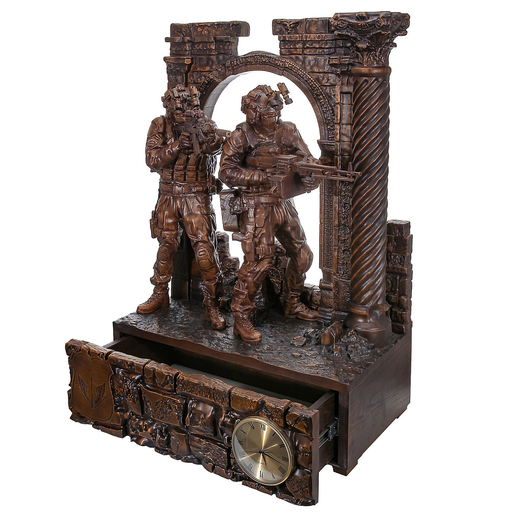 Деревянные резные часы «ССО». Высота 102 см - интернет магазин Русь Велика я фото 2