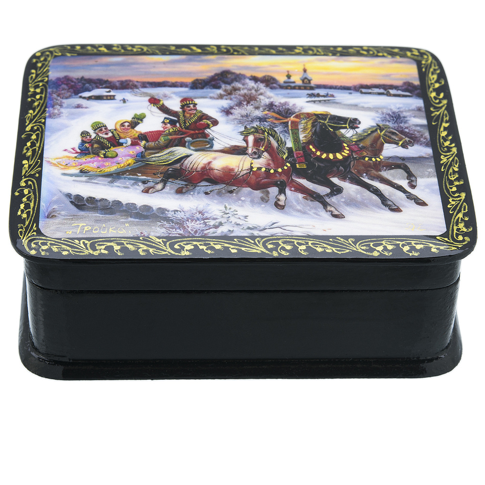 Шкатулка с художественной росписью «Зимняя тройка» - интернет магазин Русь Велика я фото 2