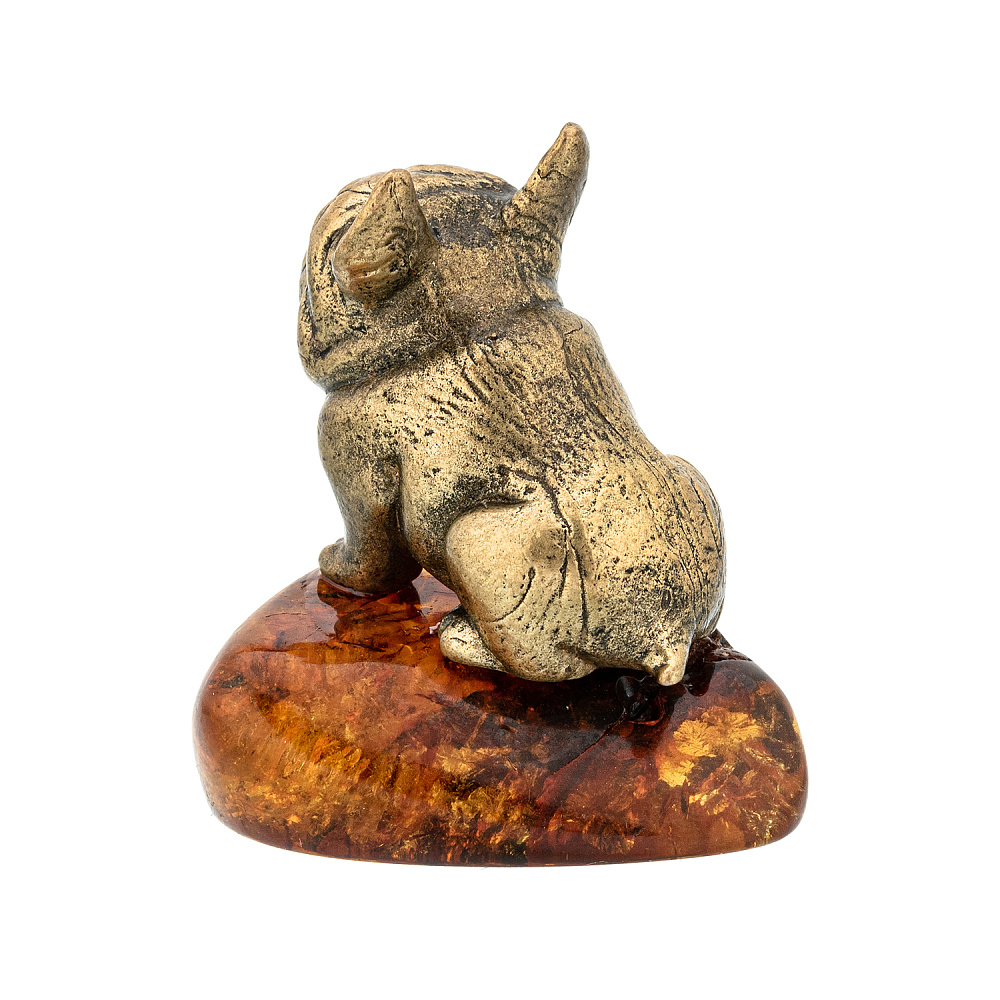 Статуэтка с янтарем «Собака французский бульдог» - интернет магазин Русь Велика я фото 2