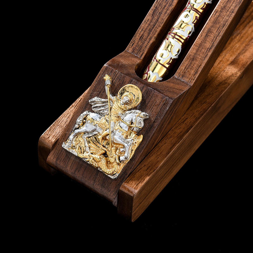 Ручка подарочная с подставкой «Георгий Победоносец». Златоуст - интернет магазин Русь Велика я фото 4