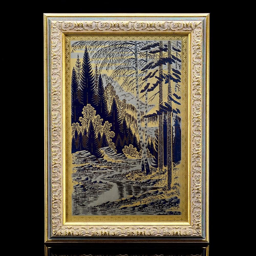 Панно-гравюра «Безымянный ручей». Златоуст 20 х 30 см - интернет магазин Русь Велика я 