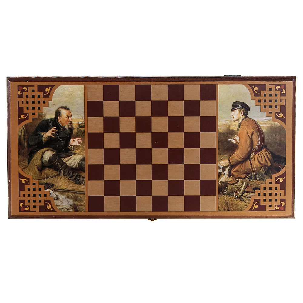 Деревянные нарды «Охотники на привале» 40х20 см - интернет магазин Русь Велика я фото 2