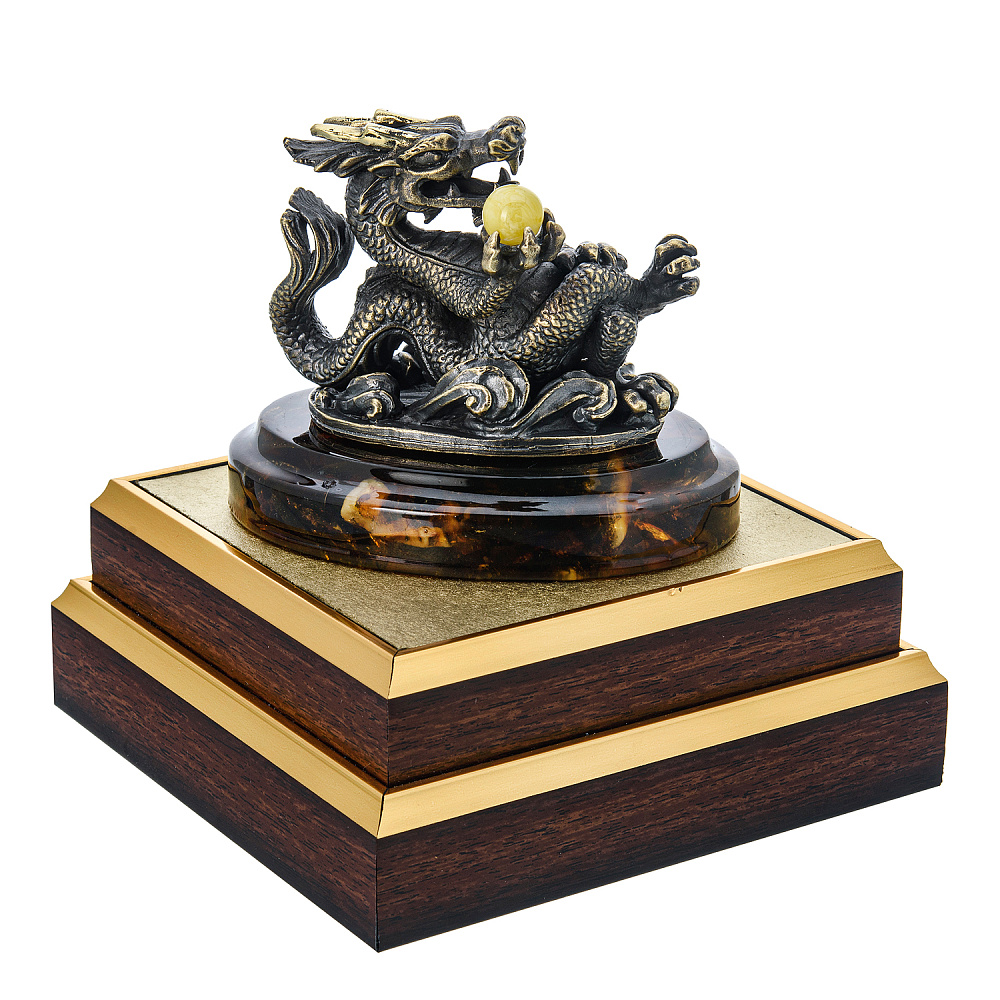 Статуэтка из бронзы и янтаря «Блатной китайский дракон» - интернет магазин Русь Велика я фото 8